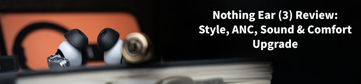 Memory Foam Ear tips to help keep earbuds in place showcasing Galaxy Buds3 Pro devices and a package of comply foam tips.